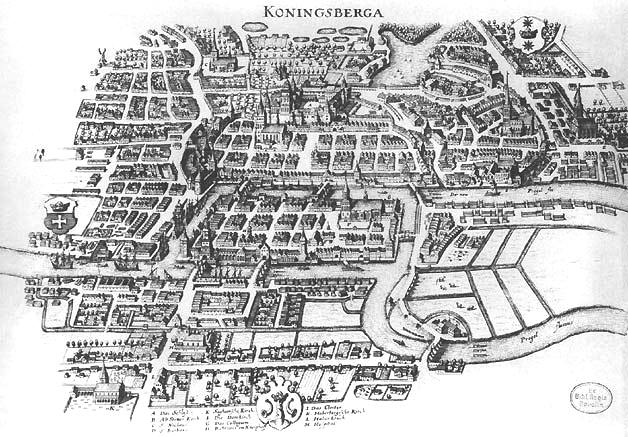 Χάρτης με τις επτά γέφυρες της Καινιξβέργης